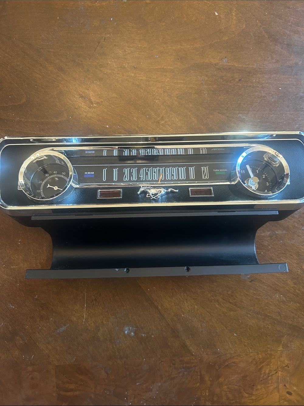 Vintage Car Dashboard Gauge Cluster - Black & Chrome Clock and Humidity Ford